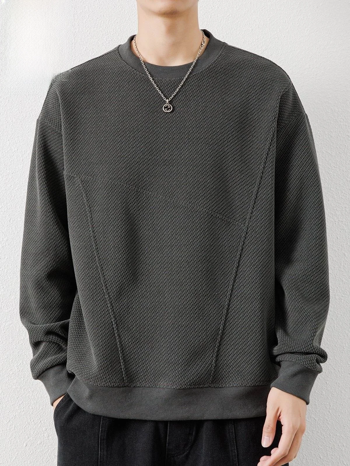 

Men's Fce Lined round Ne Sweatirt Long Sve Base Layer irt Spring Casual Comfortable Polyester T-irt