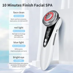 Multifunction Facial Beauty Instrument Pores Cleansing Face Massage Red & Blue Light Rejuvenation Eye Care Device Warm Lift Skin