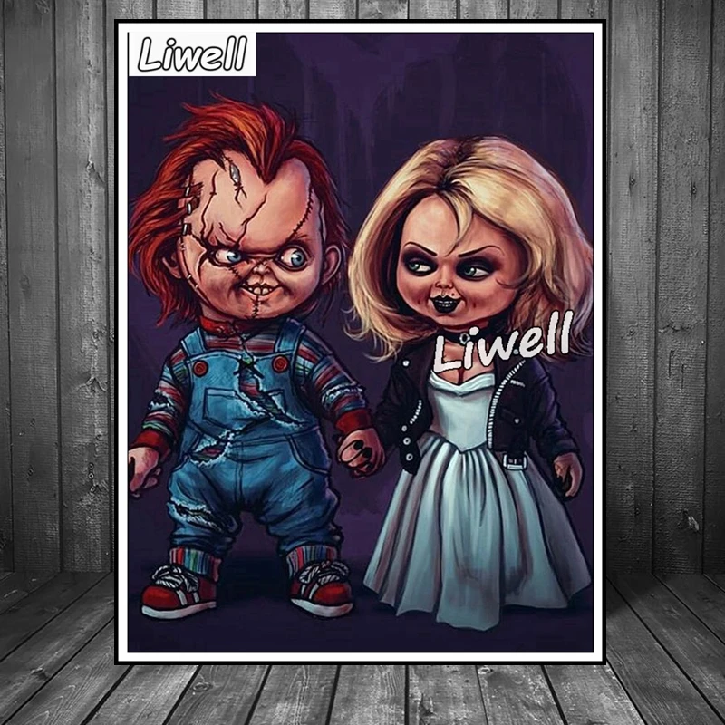 Klasyczna panna młoda Chucky Diamond Painting Halloween Horror Movie Rhinestone Picture Mosaic Cross Stitch Kit Wall Art Room Decor