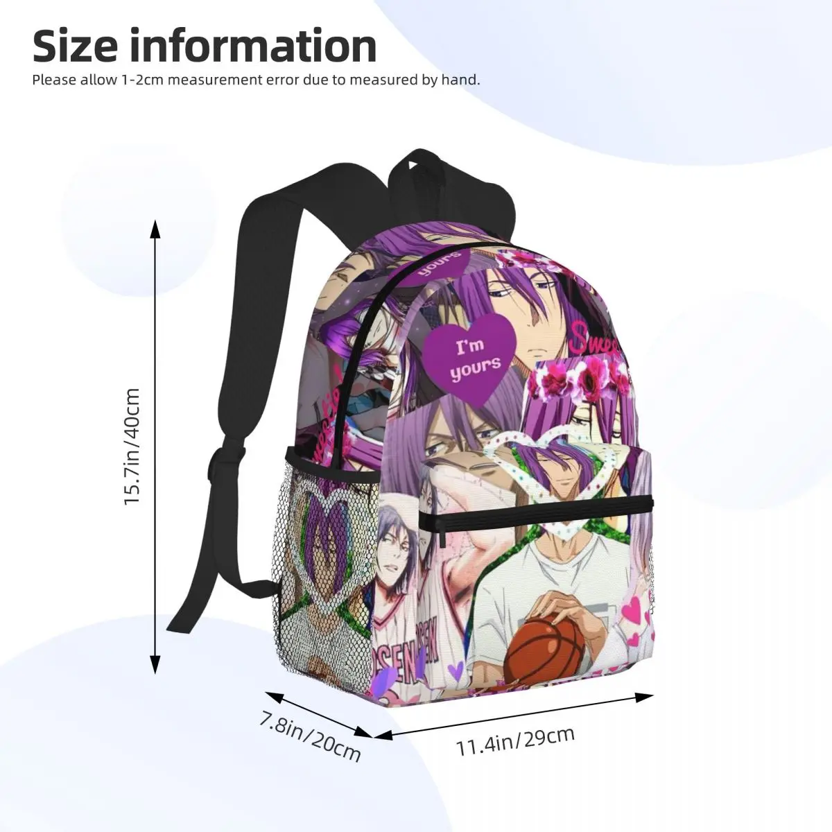 Anime Basketball Kuroko No Basket Murasakibara Atsushi Student Backpack School Bag Daypack for Men Women Bookbag Shoulder Bags