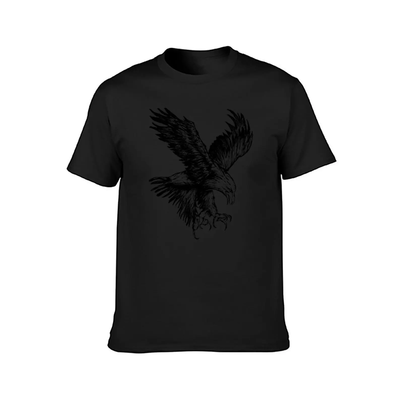 Bald Eagle (Black) T-Shirt anime summer top fitted t shirts for men