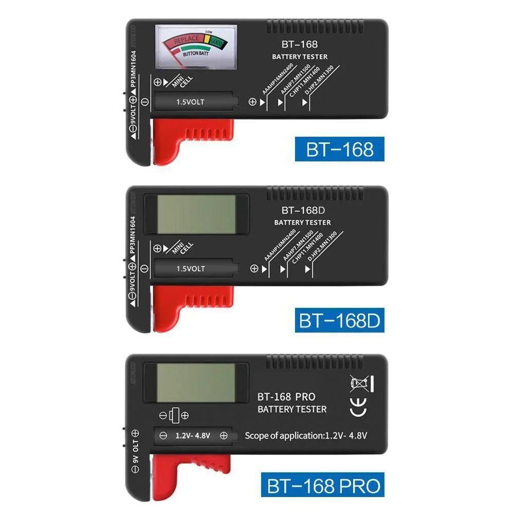 Universal Battery Tester BT168 BT168D BT168PRO for AA AAA C D 9V 18650 Button Cell Batteries