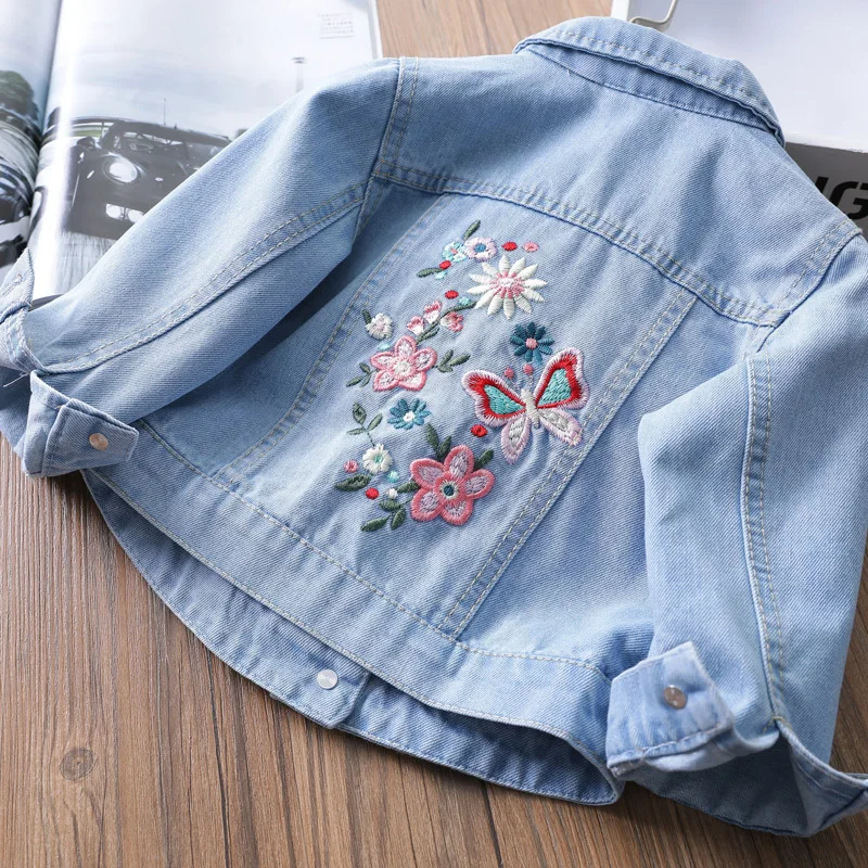 

Autumn New Toddler Girls Denim Jacket Coat Spring Autumn floral embroidery Children Outerwear Kids Cotton Clothes for 2-7 Year