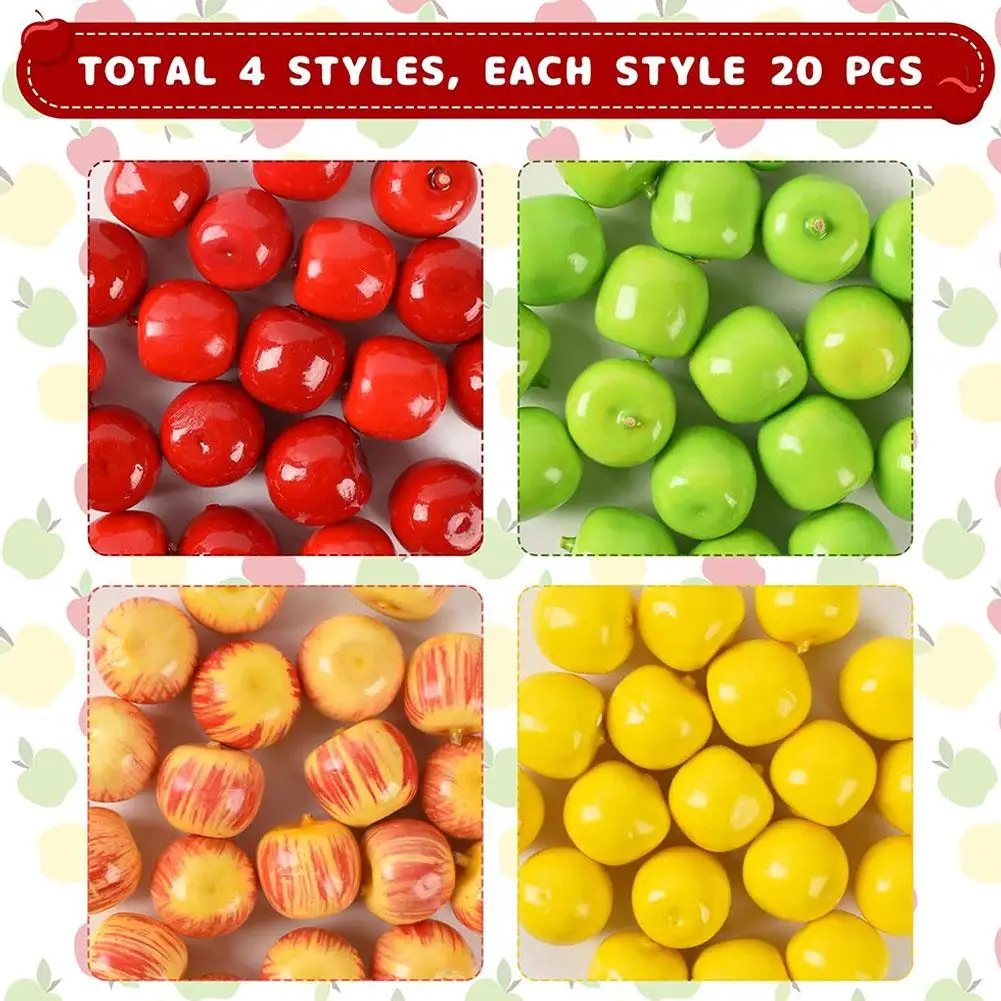 100 قطعة فاكهة رغوة اصطناعية صغيرة 2 سنتيمتر التفاح وهمية الغذاء نموذج الفواكه وهمية مضحك الفاكهة نموذج ديكور حديقة المنزل التصوير الدعائم