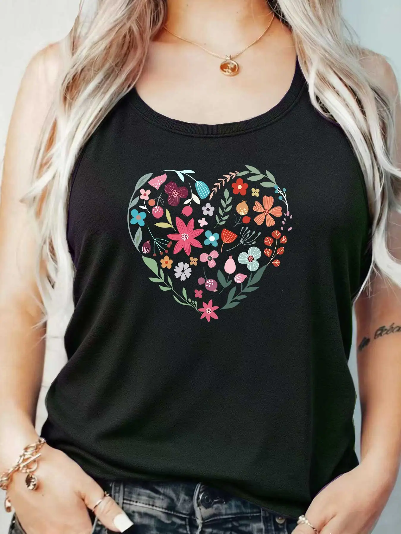 

Loose Fit Printed Pocket T-Shirt for Women with Ribbed Collar round Neck 1-8XL plus Size Comfortable Casual Vest