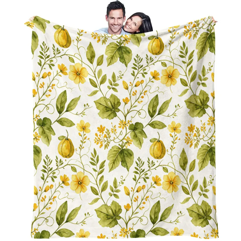 Yellow Fruit Pattern Print Art Blanket - Soft All-Season Multi-Purpose Throw for Sofa, Bed, Travel & Gift