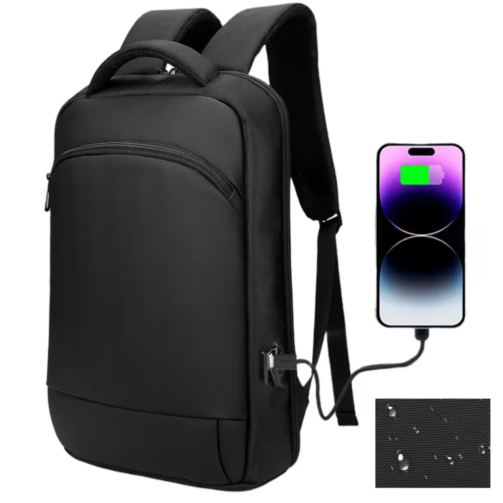 

Oku Men's Laptop Backpack Business Slim Backpack with USB Computer 15.6 Lightweight Anti-Theft Backpack Work Computer Bag