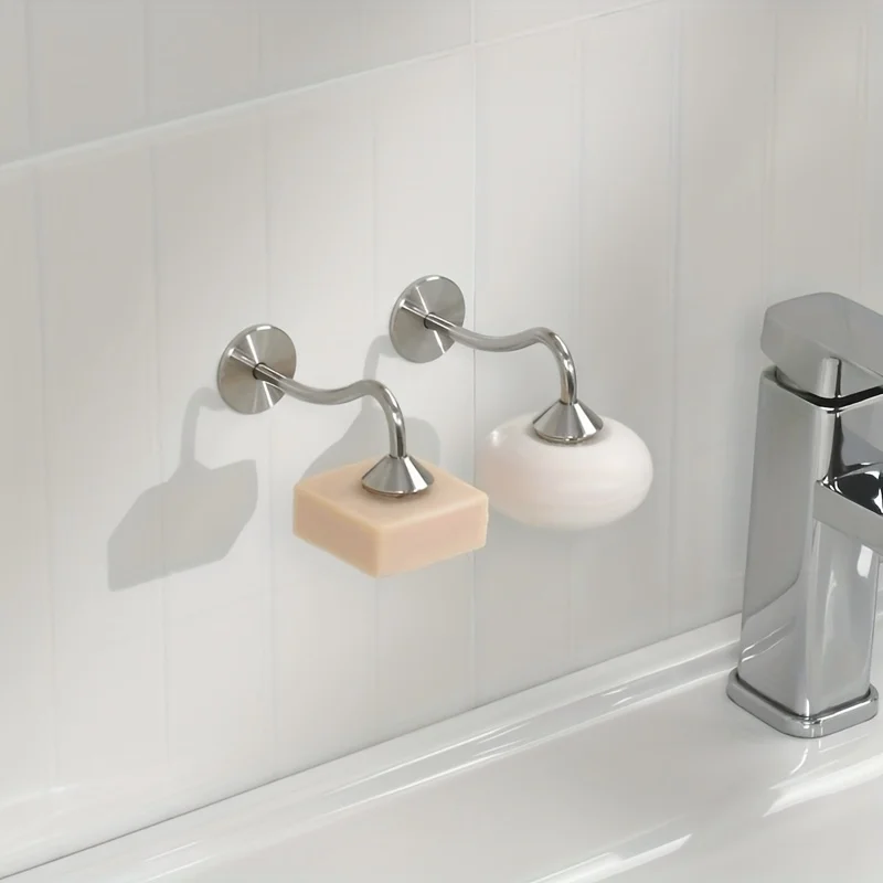 A stainless steel magnetic soap holder, used for Shower Kitchen bathrooms and toilets, non perforated wall mounted soap holder