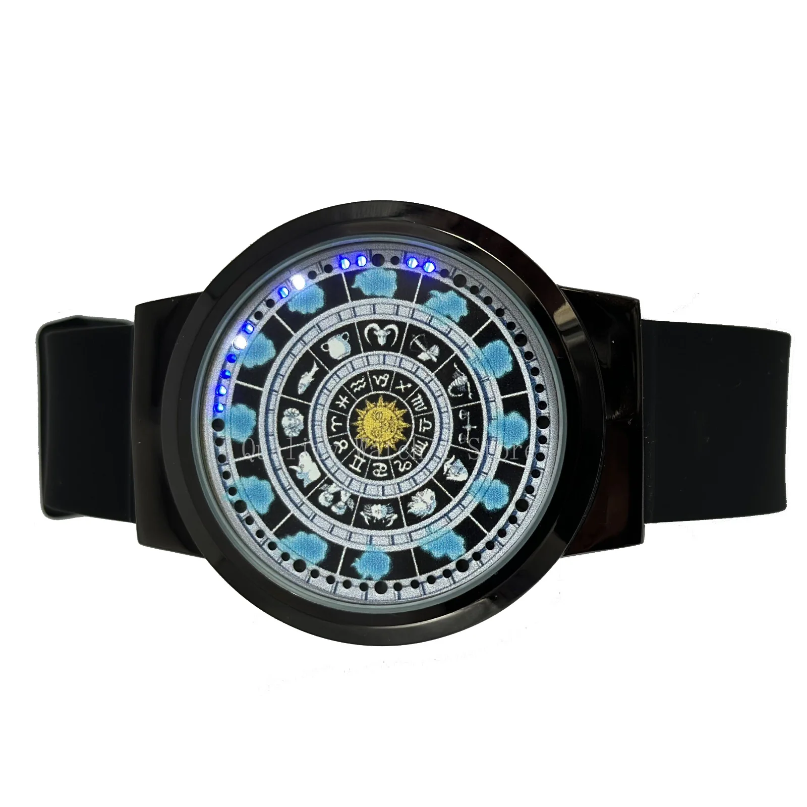 

Custom Photo Watch For Couple All Black Leather LED Unisex Quartz Wristwatches Send Your Picture