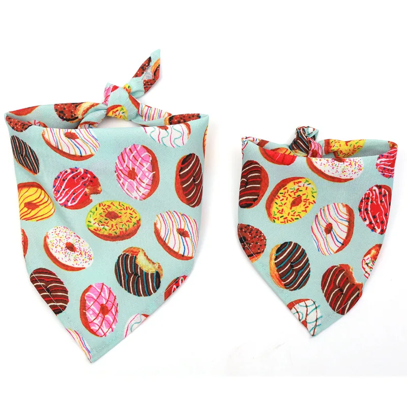 Cartoon Food Print Triangle Dog Collar Bandana Polyester Fade Resistant Pet Accessories Neck Scarf Small Dog Pet Supplies New