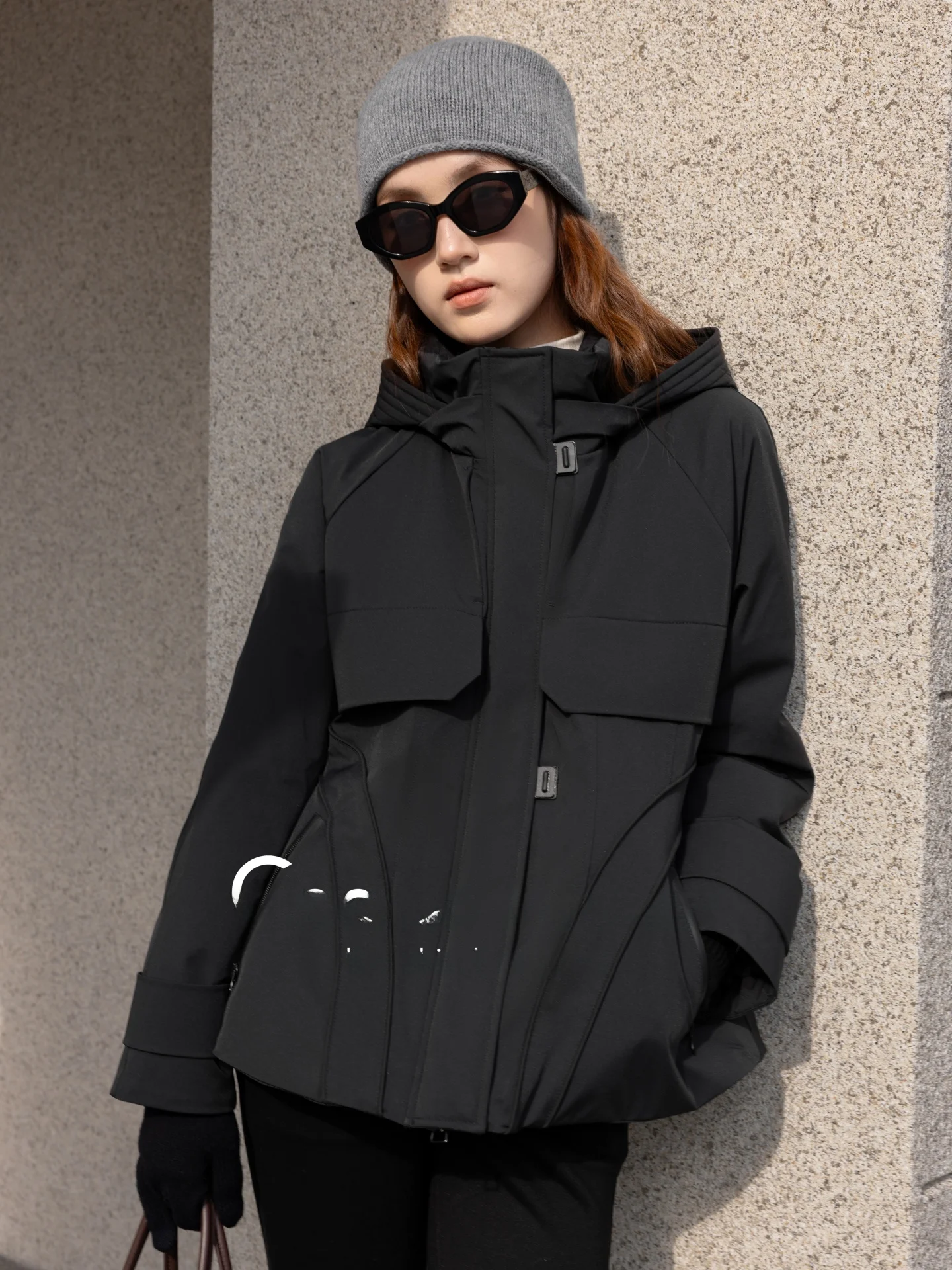 

Модная куртка из гусиного пуха с капюшоном и множеством карманов от ZONE ZONE, повседневная, теплая, с длинными рукавами, на молнии.