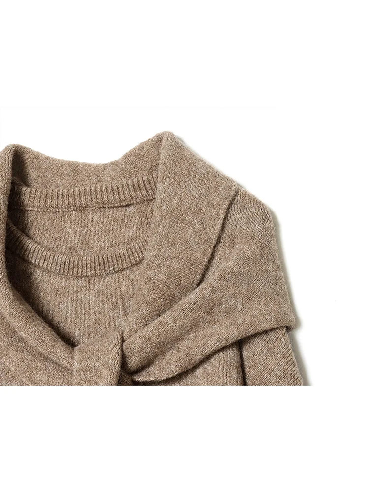 TFMLN New Women Soft Loose Knitted Sweaters Winter Solid Scarf Decoration Pullovers Leisure Warm Round Collar Knitwear ﻿