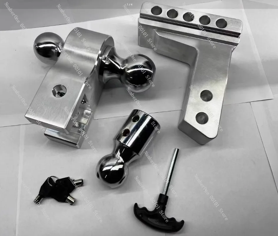 Adjustable Aluminum Trailer Arm, Fits 2-Inch Square Receiver Hitch with Locking Pin & Base Plate, Towing Extension Bar