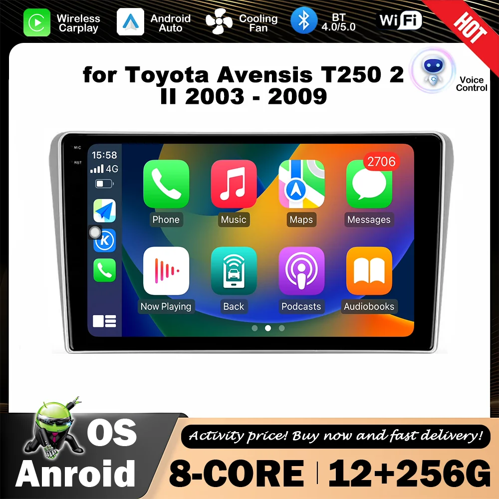 

9 '' Car Radio Player for Toyota Avensis T250 2 II 2003 - 2009 HD Screen Android OS WiFi Bluetooth Carpaly GPS Navigation