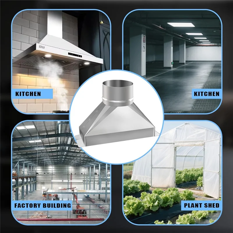 HRBAJ-4 "diâmetro x 10" comprimento kit de ventilação de microondas com 3-1/4 "de aço galvanizado retangular para transição de duto redondo para conexão du
