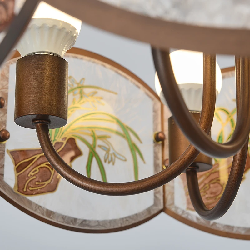 

Restaurant chandelier, retro new Chinese style, creative national style orchid, master bedroom bar, designer lamps