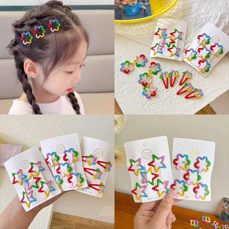 5PCS New Lovely Candy Colored Flower BB Clip Girls Hairpins Children Headwear Hairgrip Hair Clips Hair Accessories