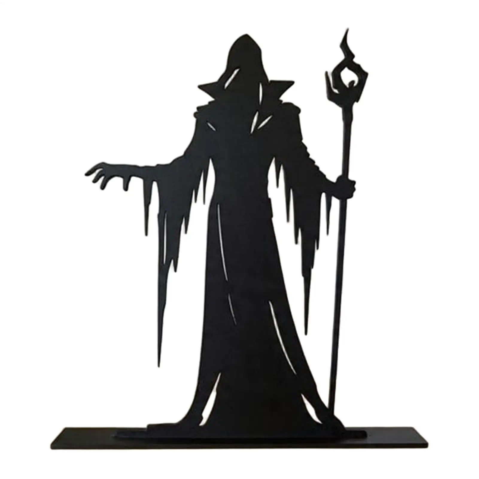 Wooden Halloween Decorations Gothic Silhouette Rustic Sculpture Wooden Halloween Tabletop Signs for Living Room Study Room