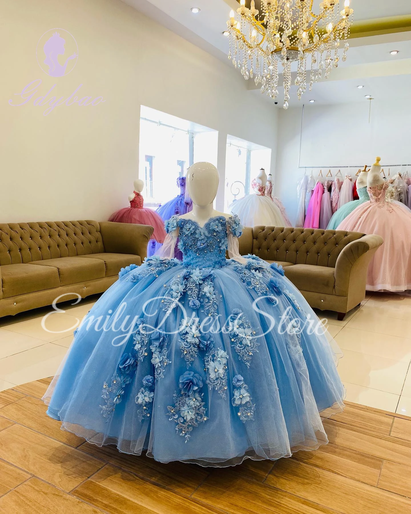 

Индивидуальное синее платье для девочки с бисером и цветами, блестящие пайетки, пышная аппликация, для свадьбы, дня рождения, первого причастия, бальное платье