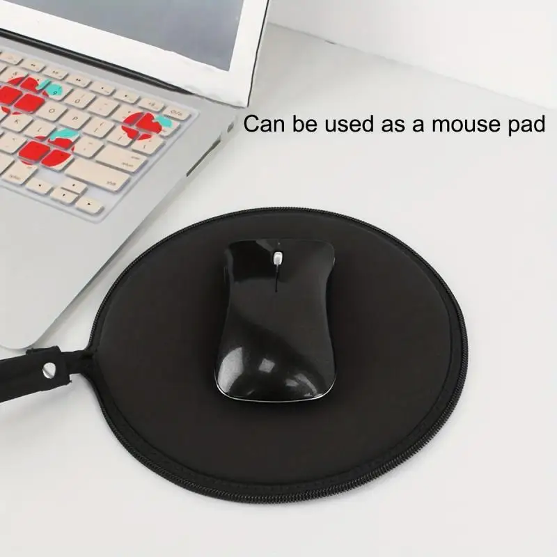Computer Mouse Pad With Zip Foldable Office Mouse Pad Multi-functional Mouse And Headphone Storage Bag Computer Accessories