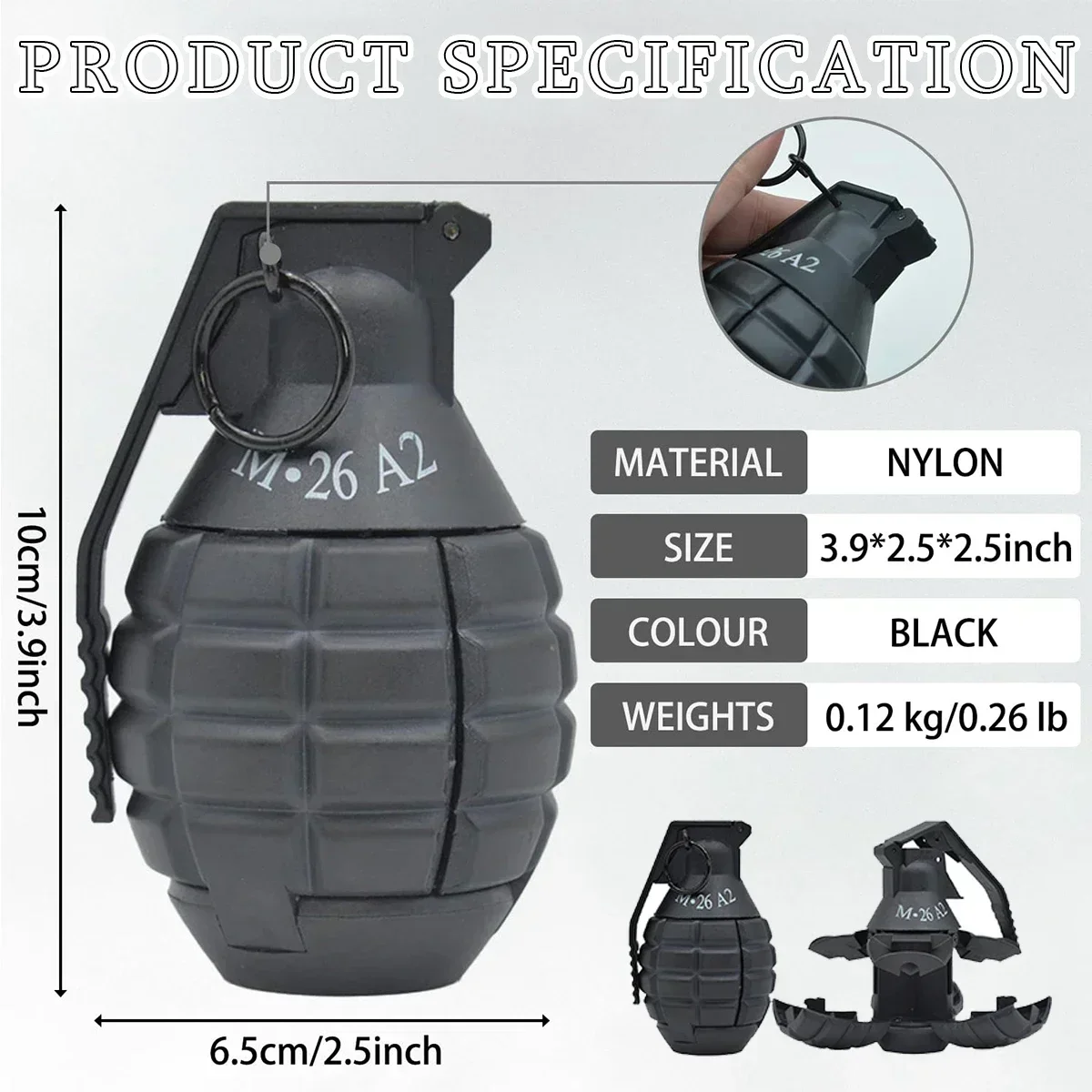 JTactical Refillable Grenade Toy CS Hand Grenades Toys Model Toy Spring Powered Impact Battle Games Tactcial Airsoft Paintball