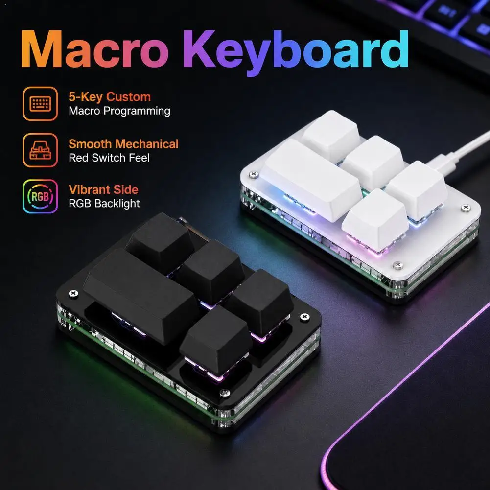 High-efficiency Mini Five-key Multi-functional Customizable Keypad Suitable For Drawing, Gaming, Peripherals, Office Work