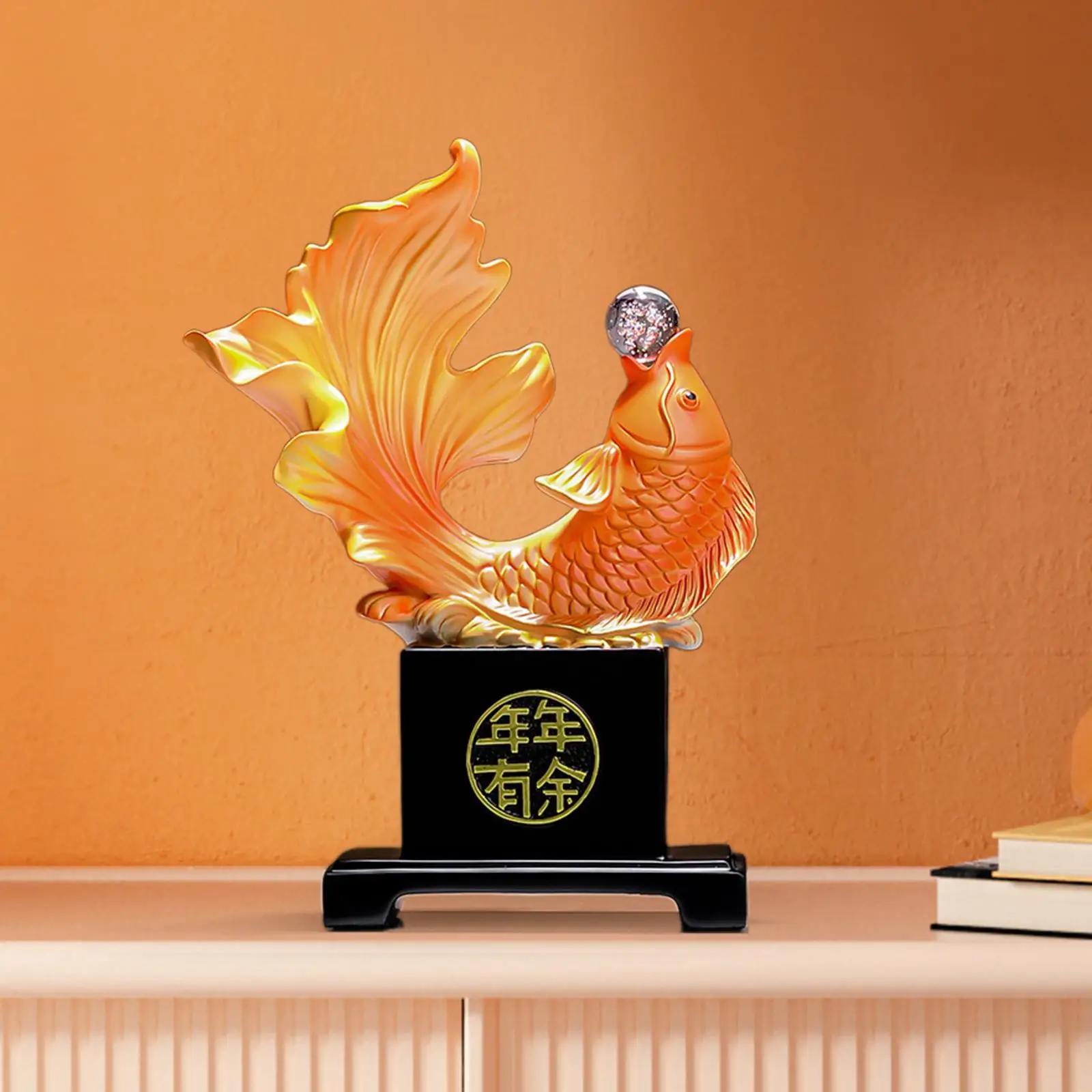 Fish Sculpture New Year Gift Good Luck Resin for Entrance Desktop Home Decor