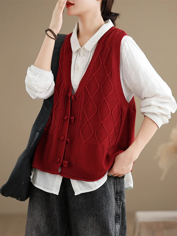 

Single-Button ort Open Cardigan Vest Women's Versatile V-Ne Buttoned Layering Sweater Vest oulder Pad Sweet Sle