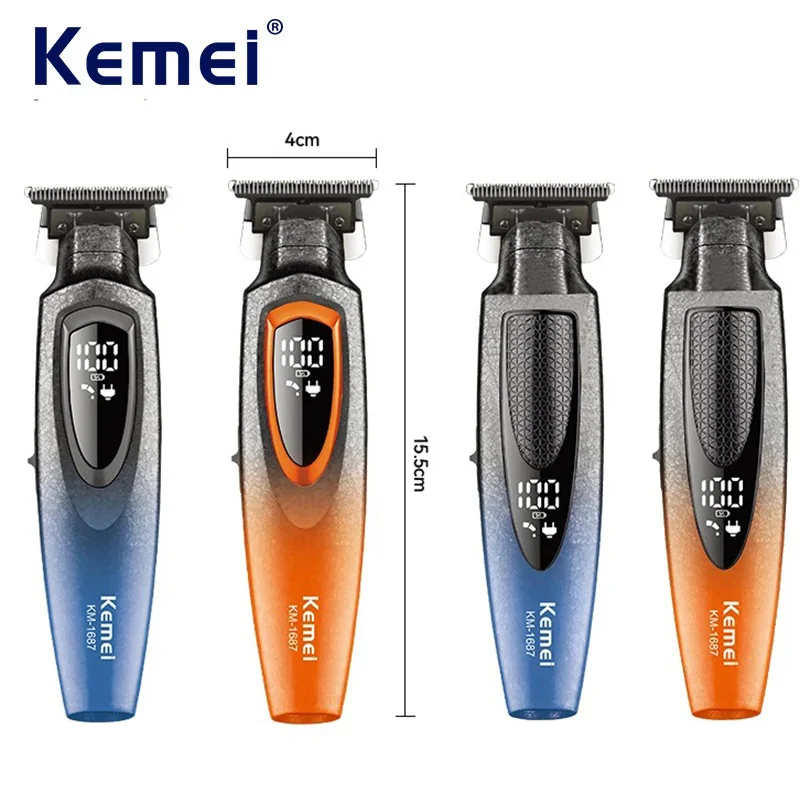 Kemei Rechargeable Cordless Hair Trimmer Zero Gapped Carving Barber Clipper Professional Electric Finish Hair Cutting Machine