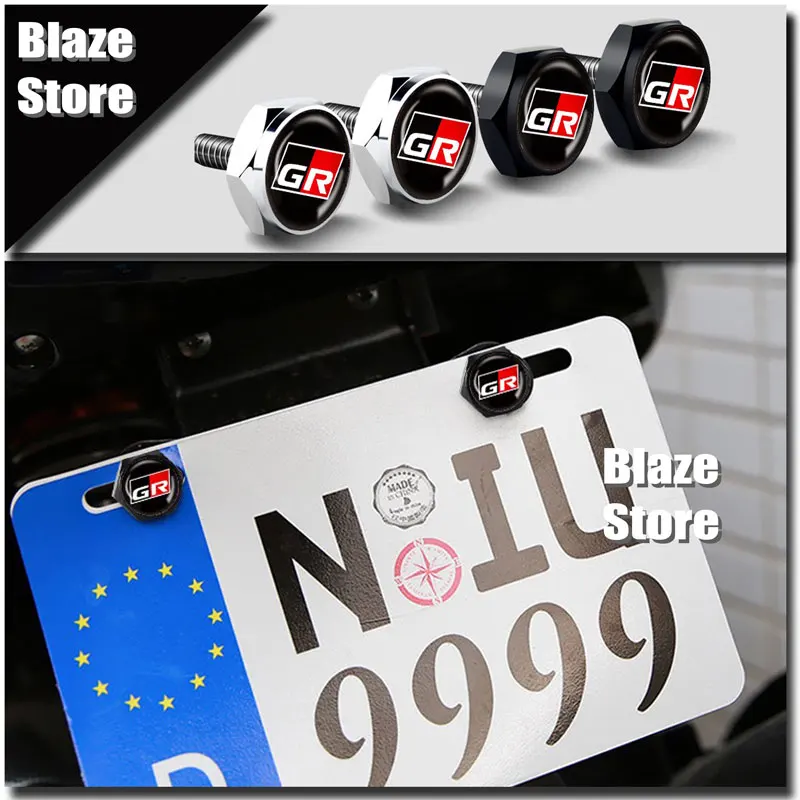 GR Logo Vehicle License Plate Studs License Plate Fixing Screw For Toyota Corolla Camry CHR Yaris Prius Car Decor Accessories