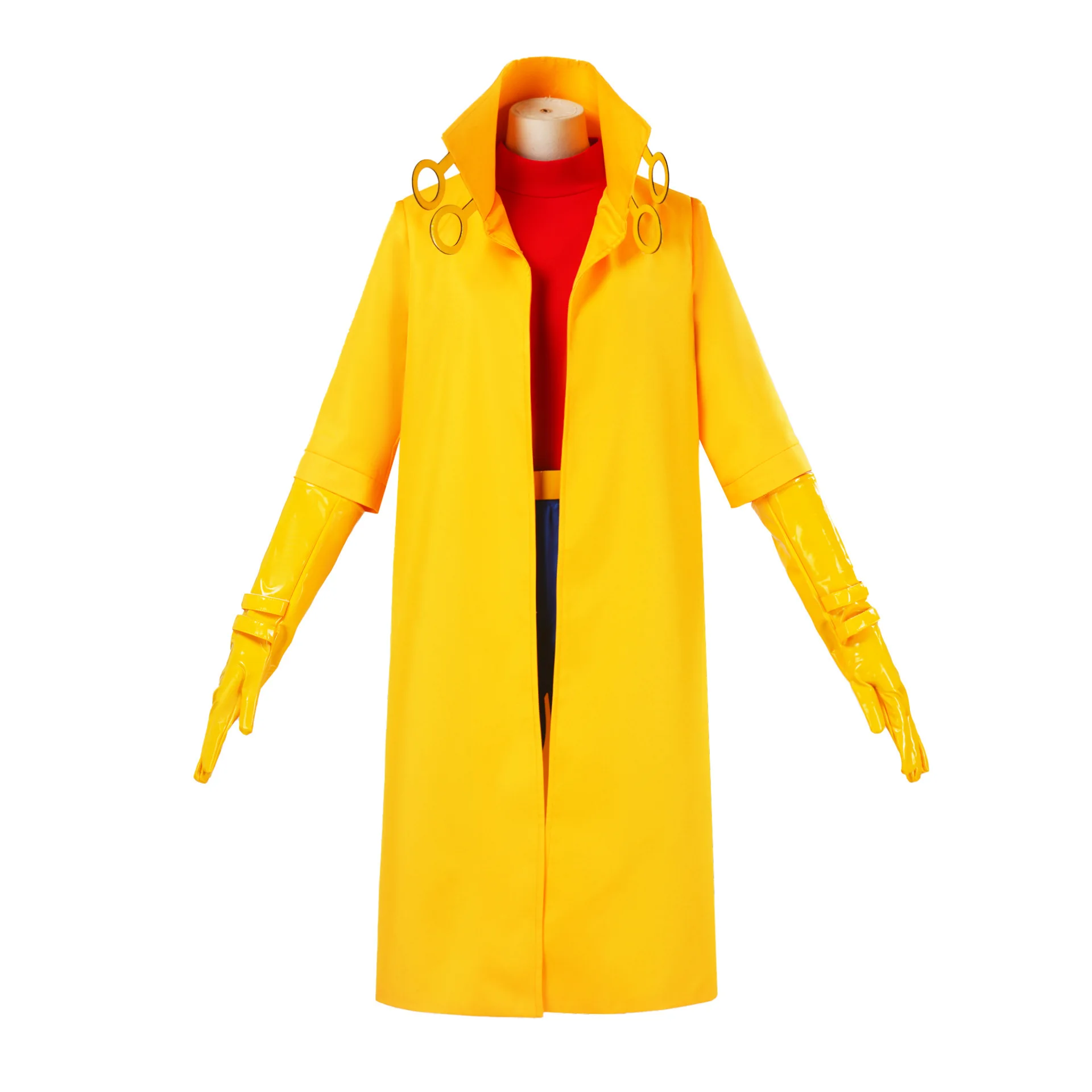 

Movie Super Villain Jubilee Cosplay Costume Yellow Trench Coat Vest Shorts with Glasses Custom Size Outfit for Women Halloween