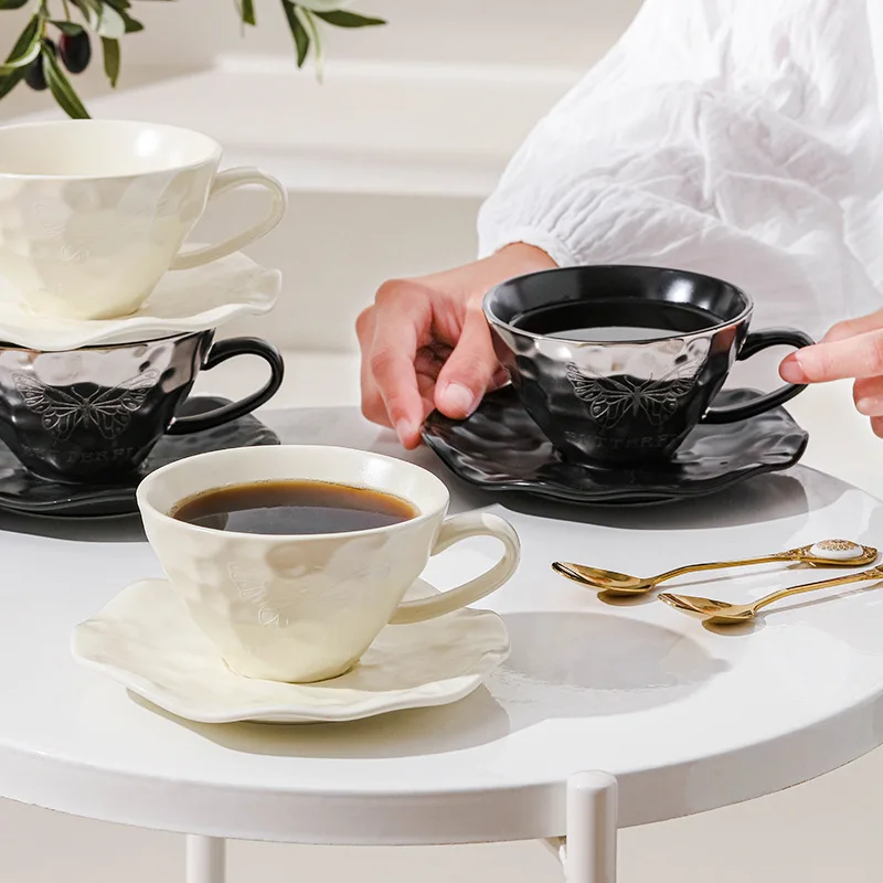 

French Luxury Coffee Cups Plate Set, Exquisite High-end Ceramic Mugs, Office Afternoon Tea Cup, Birthday Wedding Souvenirs Mug