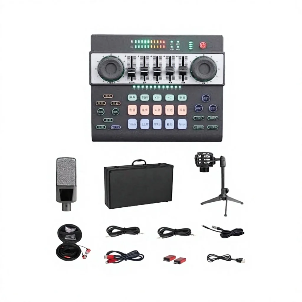 Complete Set of High Quality Multi Channel Live Stream Audio Mixer Sound Card specialized Equipment for Live Singing