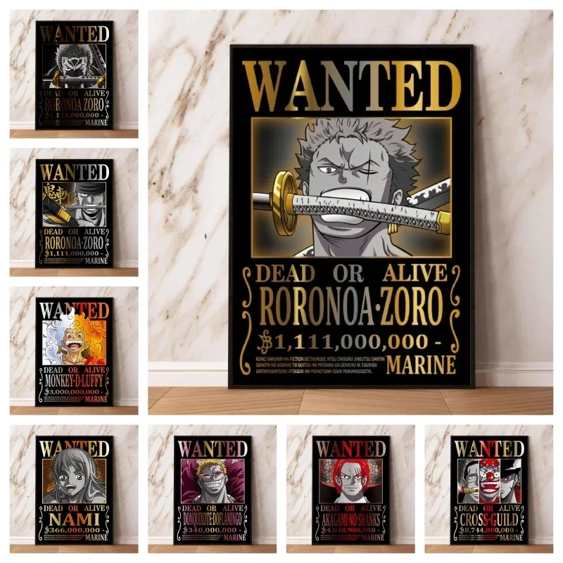 

O ne P iece Poster Bounty Order Luffy Wallpapr Ace Figures Nami Home Decoration Painting Anime Zoro Wall Art Sanji Wall Posters