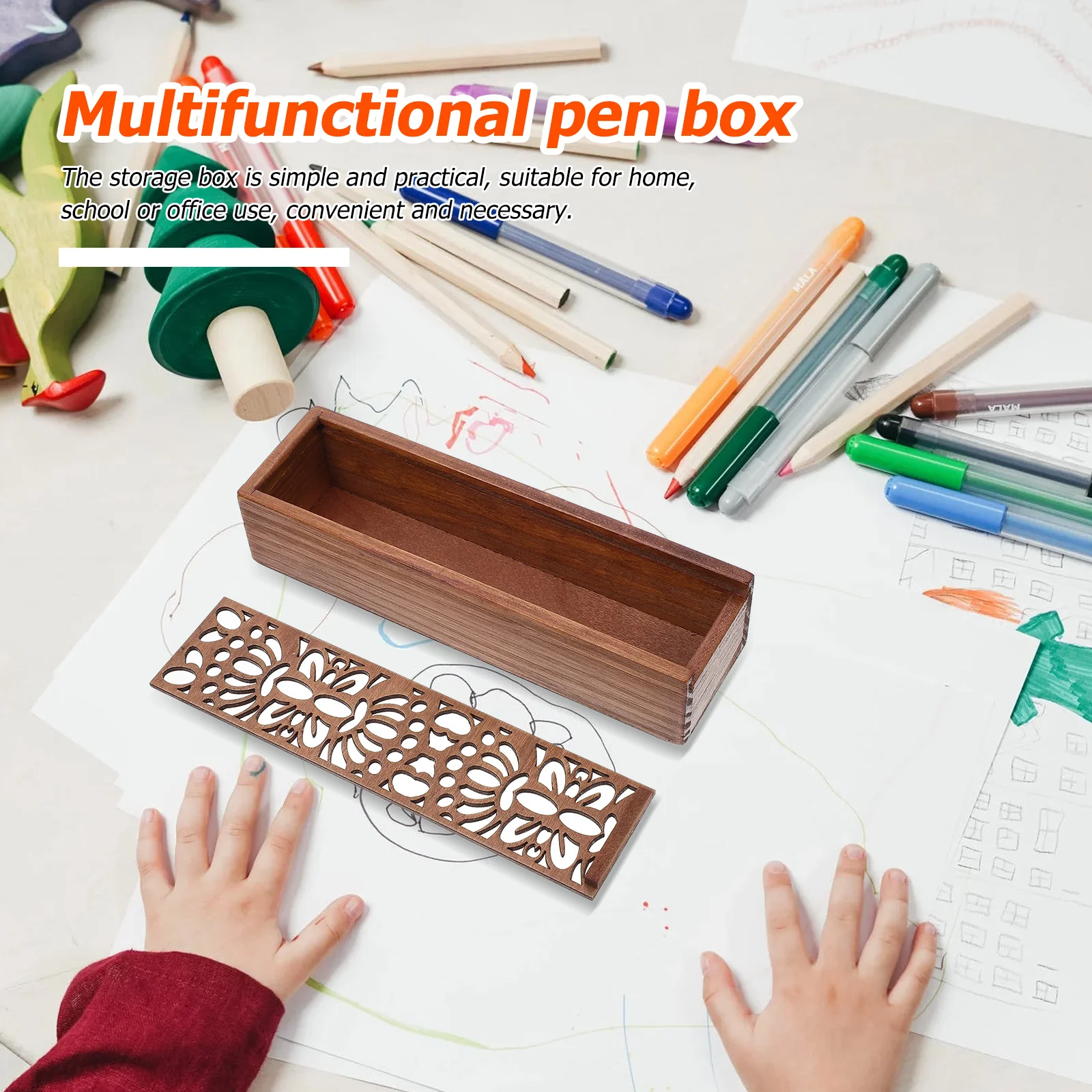 

1Pcs Simple Wooden Stationery Box Fine Workmanship Resists Wear and Scratches Fits Pens Pencils Perfect Gift for Family Friends