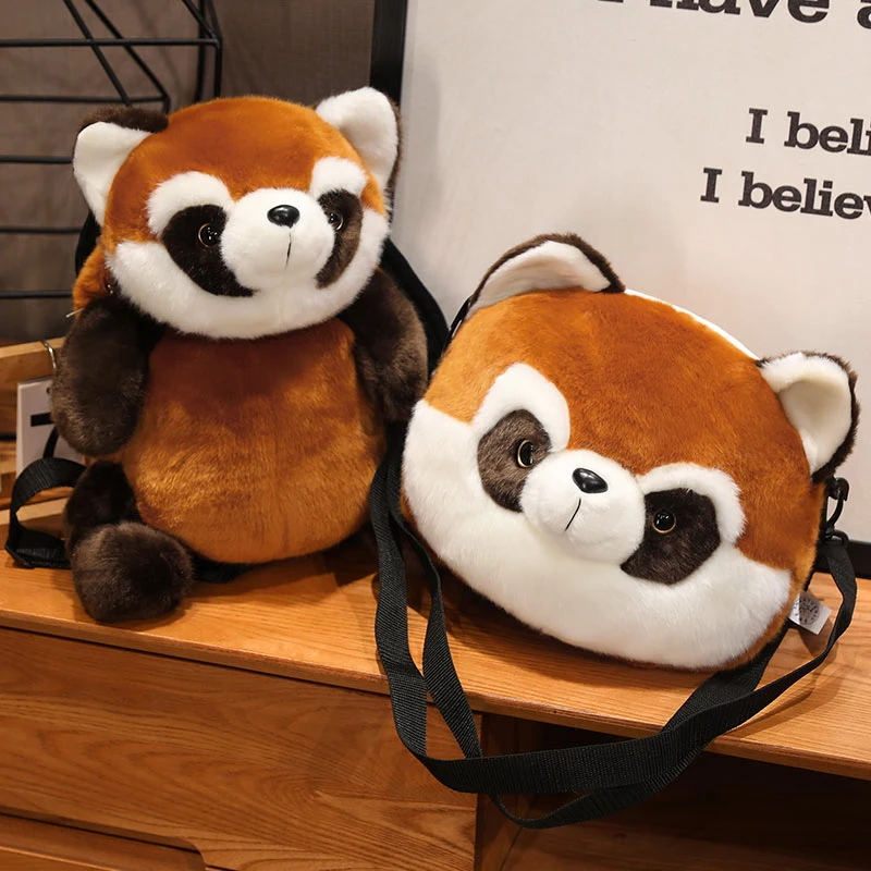 

Highland Cow Red Panda Plush Backpacks Kawaii Mini Round Shoulder Bags Phone Bags Cute Kids School Bags