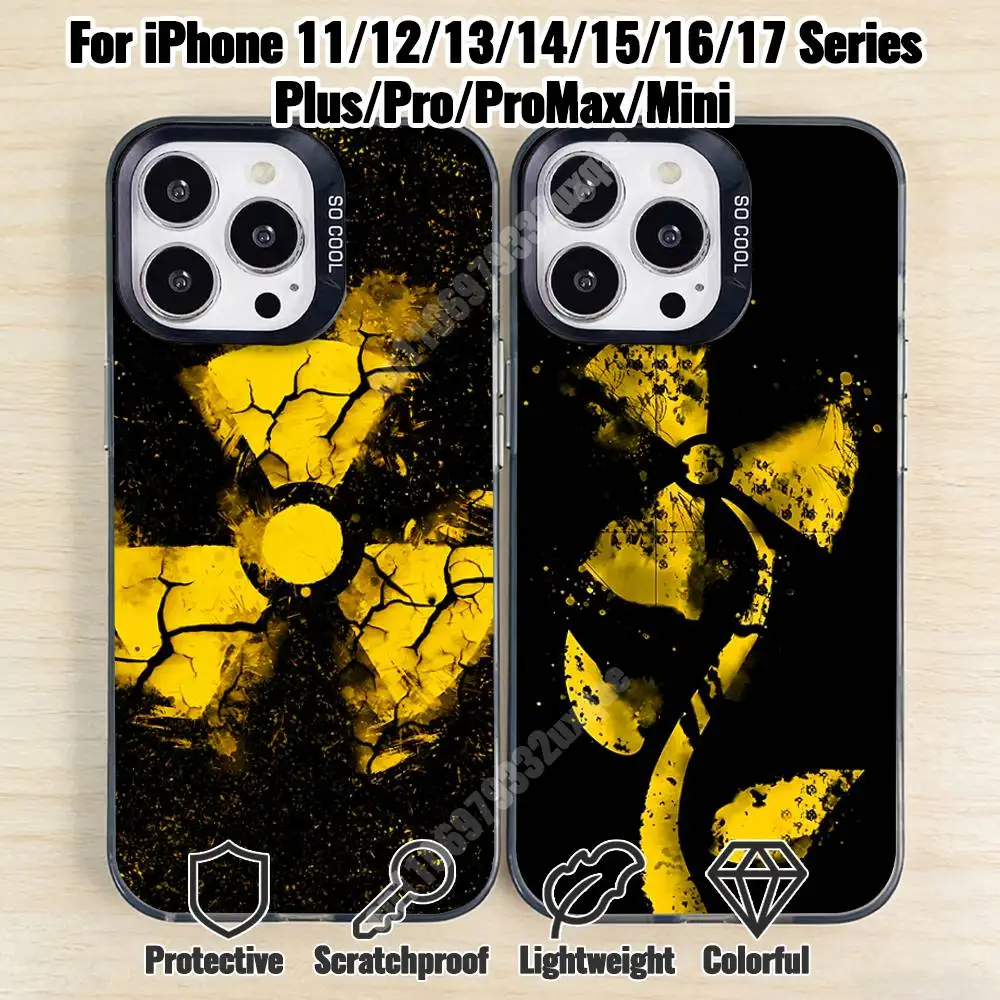 

Nuclear Radiation Warning Phone Case for iPhone 17 16 15 14 13 12 11 Pro Plus Max Mini X XS Silicone Hard Cover