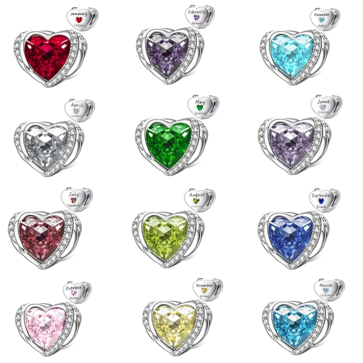 

European 925 Silver Plated Twelve Month Birthday Diy Bead Fit Original Charm Bracelet Necklace Trinket Women Jewelry Accessories