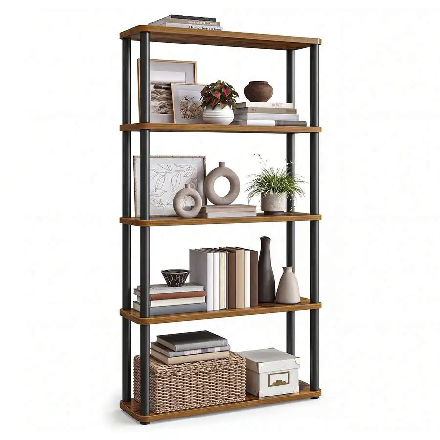 Superfast Toolless Assembly, 5-Tier Shelf For Living Room, Standing Shelf, Bookshelf, Bedroom, Kitchen, 9.4 X 23.6 X 54.7 Inches