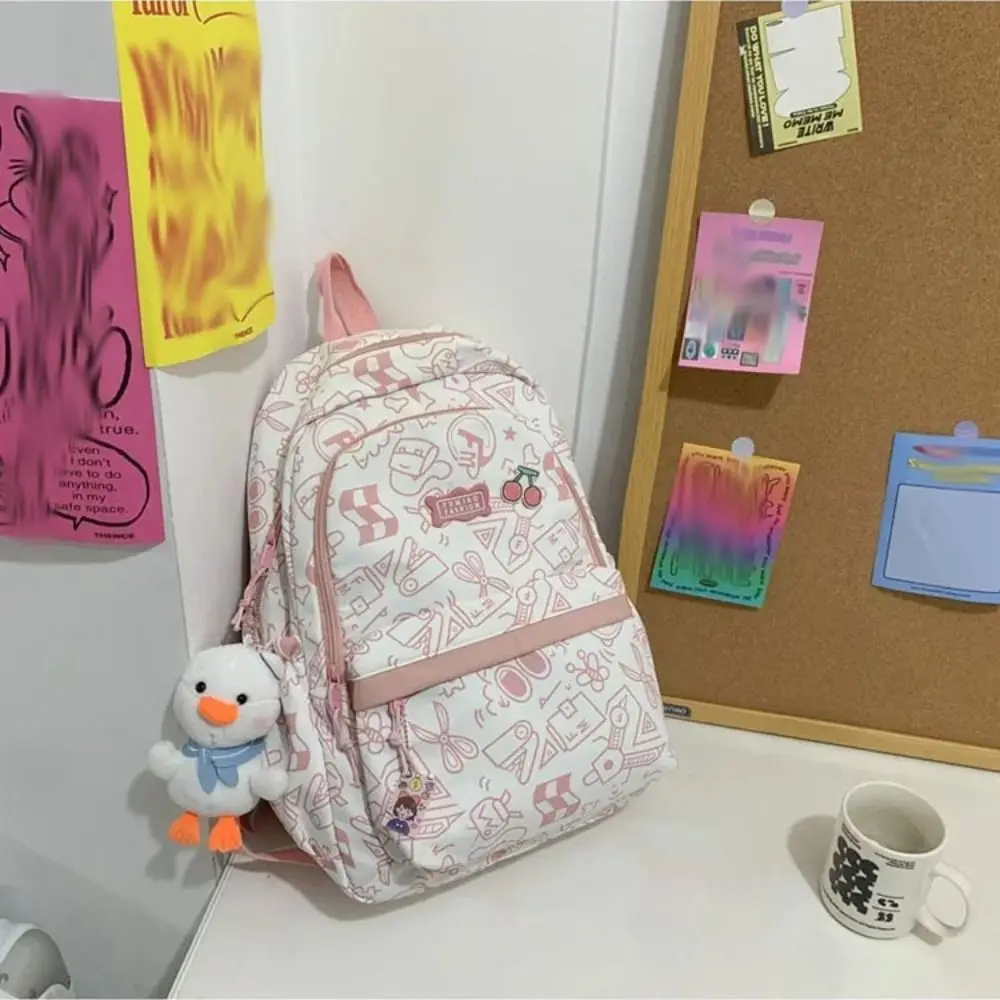 سعة كبيرة أزياء الطلاب على ظهره خربش النايلون القماش حقيبة مدرسية الكتابة على الجدران الترفيه حقيبة كتف بنين بنات