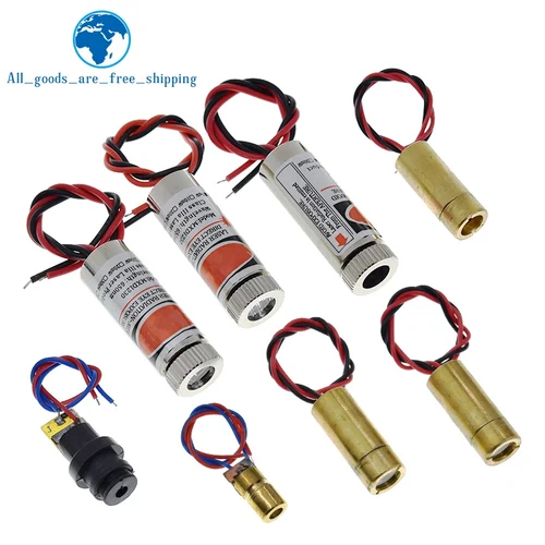 650nm 5mW punto rojo/línea/módulo láser cruzado cabeza lente de cristal enfoque enfocable cabeza de diodo láser ajustable clase Industrial
