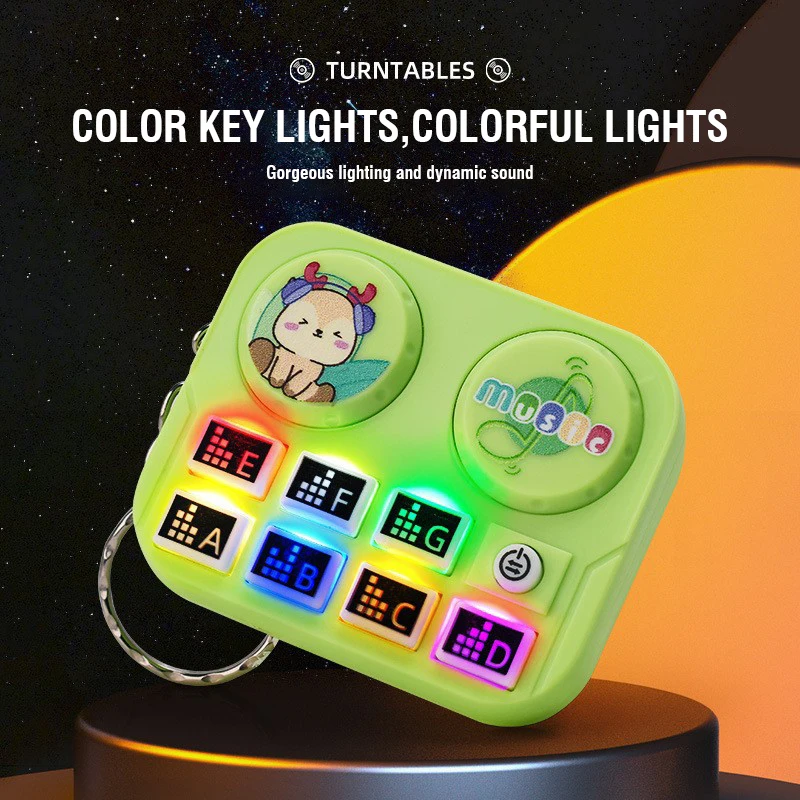 Cartoon Mini Disc Player Keychain Pendant With Lights Kids Toys Retro Musical Dynamic Sound Game