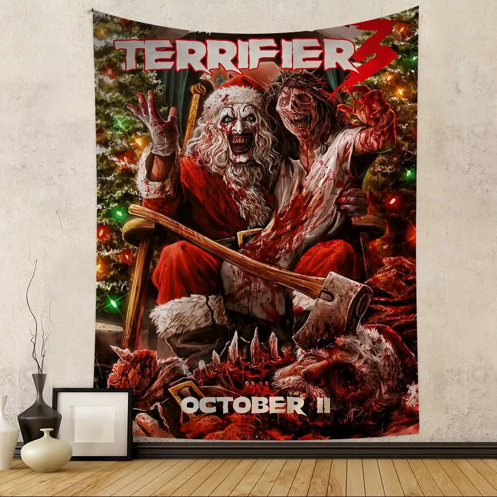 T-Terrifier Film Horror Hanging Bohemian Tapestry Bohemian Wall Tapestries Mandala Kawaii Room Decor