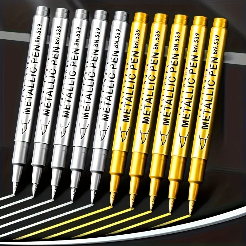 Rotuladores de pintura con pincel metálico permanente, resistente al agua, molde de resina artesanal, suministros de dibujo dorado y plateado, rotuladores artesanales, 1/2/4 Uds.