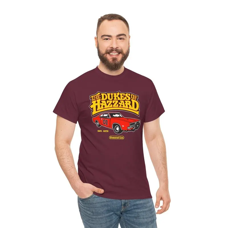 Retro Dukes of Hazzard Vintage Hazzard County Racing Graphic T-Shirt General Lee 01 Muscle Car Tee Classic 80s TV Fan Gift Tops