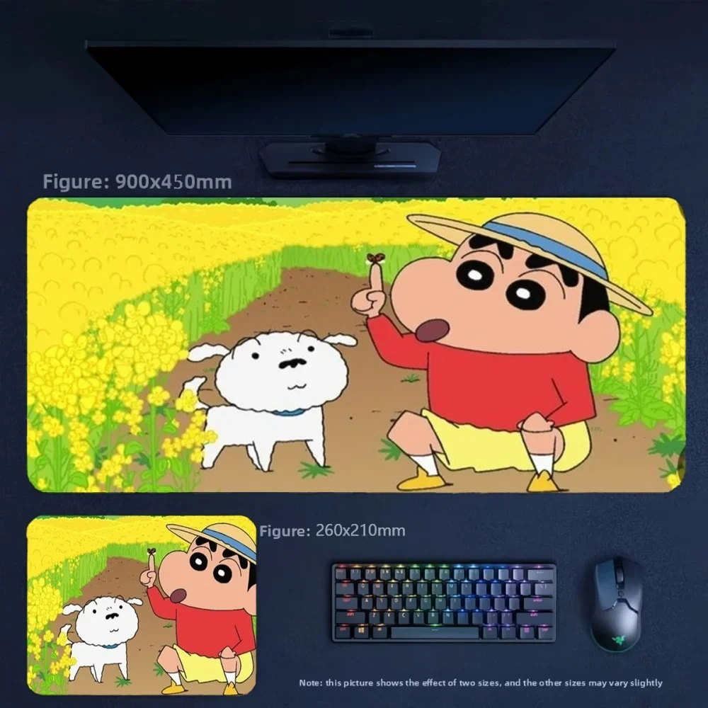 Office Fashion Animation High Value Large Size 90x45cmTable Mat Animation Crayon Shin-chan Leather Non-slip Leather Mouse Pad