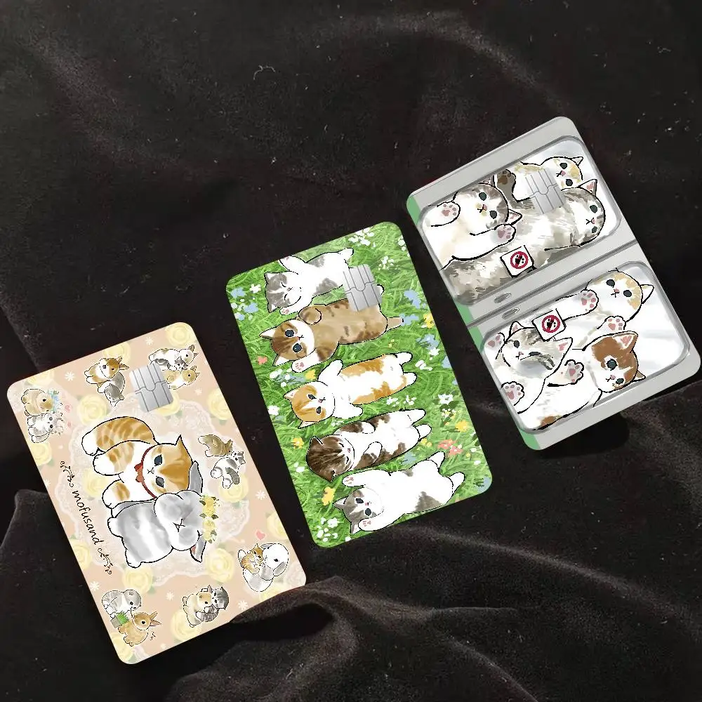 Cute Cat M-Mofusands Credit Card Skin Stickers No Adhesive Residue Water Proof for VISA Credit Card Subway Access Card