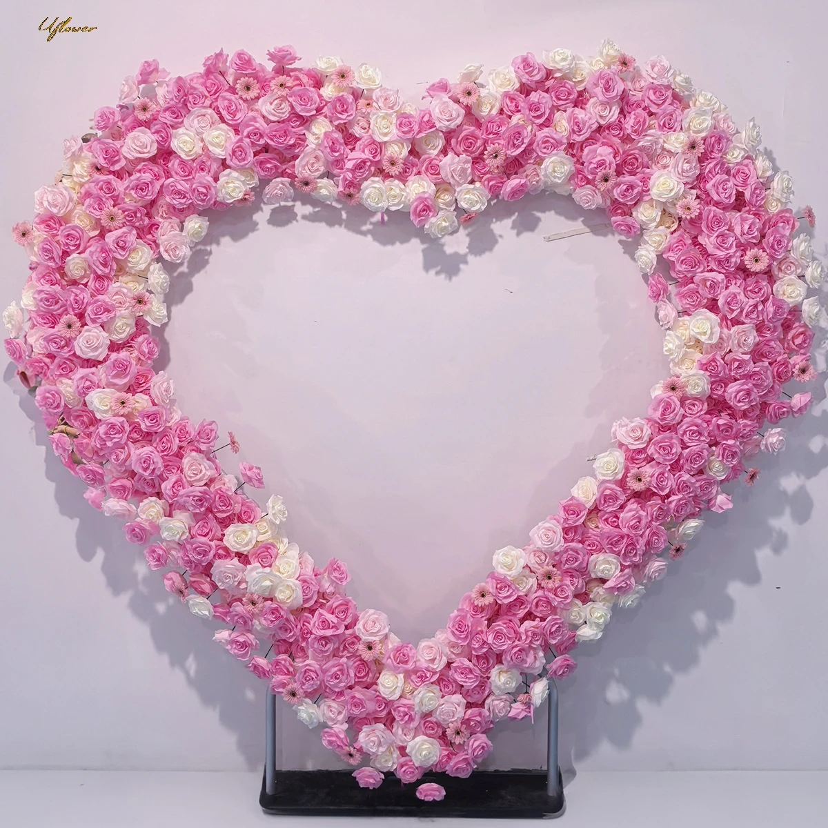 5D Pink Rose Artificial Flower Wall Heart Arch Wedding Backdrop Floral Arrangement Window Display Event Party Props Flower Row