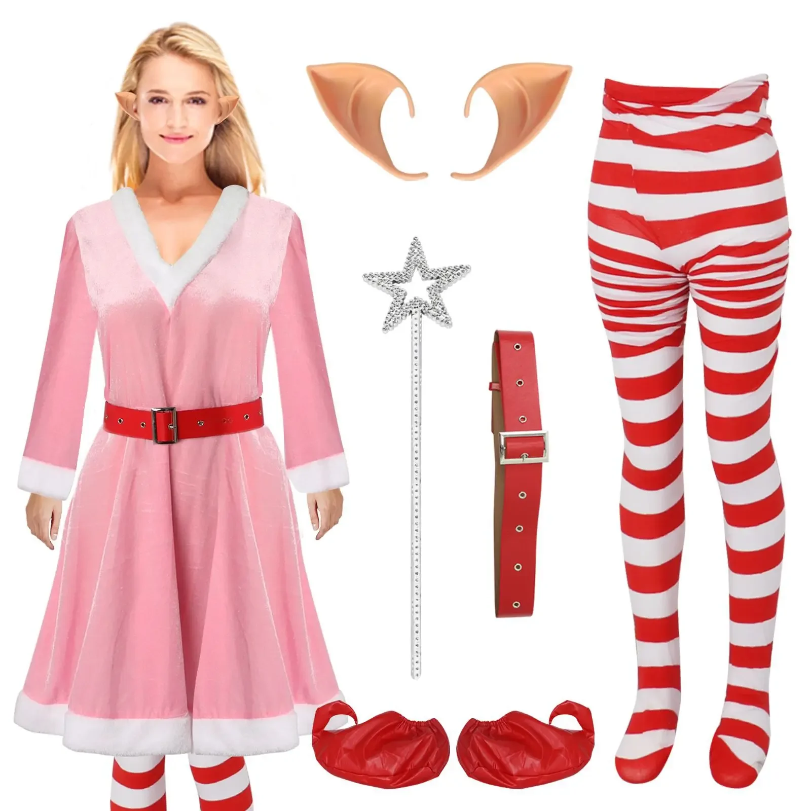 Santa Claus Miss Lady Outfits Adult Women Christmas Sexy Santa Cosplay Christmas Costumes Fancy Dress Xmas Dresses New Year