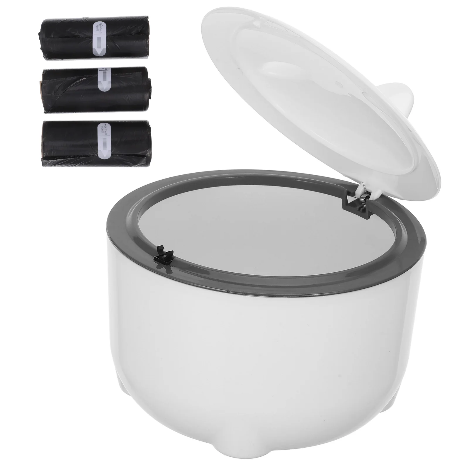 

1 Set Enclosed Trash Can For Cat Litter With Lid One Button Operation Desktop Waste Bin Includes Garbage Bags Mini Countertop